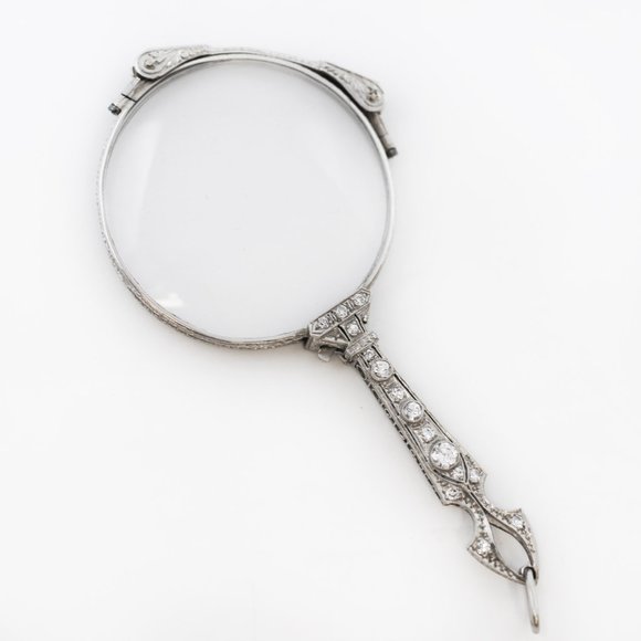 ART DECO Platinum Diamond Lorgnette Opera Glasses - Picture 2 of 5